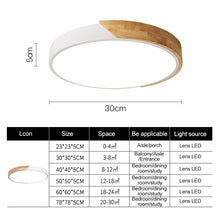 Load image into Gallery viewer, Wood Macaron LED Round Ceiling Lamp, White Light, 23cm, 30cm, 40cm, 50cm, 60cm