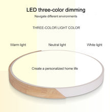 Load image into Gallery viewer, Wood Macaron LED Round Ceiling Lamp, 3-Colors Light, 23cm, 30cm, 40cm, 50cm, 60cm
