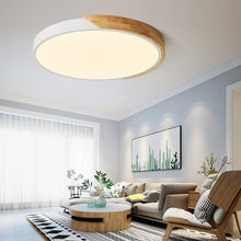 Load image into Gallery viewer, Wood Macaron LED Round Ceiling Lamp, 3-Colors Light, 23cm, 30cm, 40cm, 50cm, 60cm