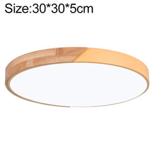 Load image into Gallery viewer, Wood Macaron LED Round Ceiling Lamp, 3-Colors Light, 23cm, 30cm, 40cm, 50cm, 60cm