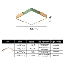 Load image into Gallery viewer, Wood Macaron LED Square Ceiling Lamp, White Light, 30cm, 40cm, 50cm, 60cm