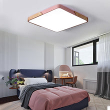 Load image into Gallery viewer, Wood Macaron LED Square Ceiling Lamp, White Light, 30cm, 40cm, 50cm, 60cm