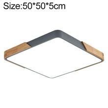 Load image into Gallery viewer, Wood Macaron LED Square Ceiling Lamp, White Light, 30cm, 40cm, 50cm, 60cm