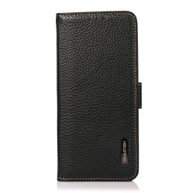 KHAZNEH Side-Magnetic Litchi Genuine Leather RFID Case, For iPhone 13 mini, For iPhone 13, For iPhone 13 Pro, For iPhone 13 Pro Max, For iPhone 12 mini, For iPhone 12 / 12 Pro, For iPhone 12 Pro Max, For iPhone 11, For iPhone 11 Pro, For iPhone 11 Pro Max