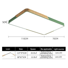 Load image into Gallery viewer, Wood Macaron LED Rectangle Ceiling Lamp, White Light, 88x62cm, 110x70cm