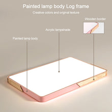 Load image into Gallery viewer, Wood Macaron LED Rectangle Ceiling Lamp, White Light, 88x62cm, 110x70cm