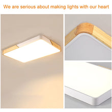 Load image into Gallery viewer, Wood Macaron LED Rectangle Ceiling Lamp, White Light, 88x62cm, 110x70cm