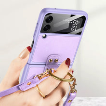 Load image into Gallery viewer, GKK Ultra-thin PC + PU Phone Case with Ring &amp; Strap, For Samsung Galaxy Z Flip3 5G