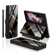 Load image into Gallery viewer, GKK Flip Tempered Glass Painted Phone Case with Pen Slot, For Samsung Galaxy Z Fold3 5G