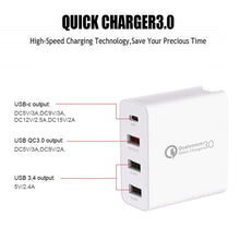 Load image into Gallery viewer, A3 PD 18W USB-C / Type-C + QC3.0 USB + Dual USB Interface Travel Charger, US Plug, EU Plug, UK Plug
