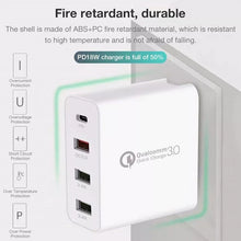 Load image into Gallery viewer, A3 PD 18W USB-C / Type-C + QC3.0 USB + Dual USB Interface Travel Charger, US Plug, EU Plug, UK Plug