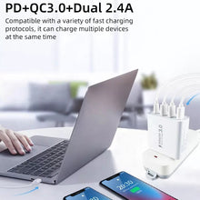 Load image into Gallery viewer, A3 PD 18W USB-C / Type-C + QC3.0 USB + Dual USB Interface Travel Charger, US Plug, EU Plug, UK Plug