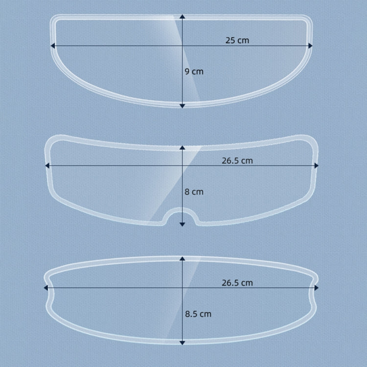 Visor Anti-fog PC Shield Helmet Lens Film, 26.5 x 8.5cm, 26.5 x 8.0cm, 25.0 x 9.0cm