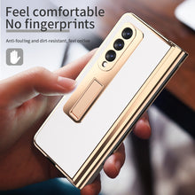 Load image into Gallery viewer, Electroplated Hinge Pen Slot Lychee Phone Case, For Samsung Galaxy Z Fold3 5G
