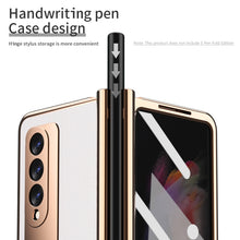 Load image into Gallery viewer, Electroplated Hinge Pen Slot Lychee Phone Case, For Samsung Galaxy Z Fold3 5G