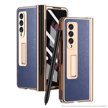 Load image into Gallery viewer, Electroplated Hinge Pen Slot Lychee Phone Case, For Samsung Galaxy Z Fold3 5G