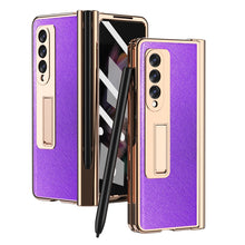 Load image into Gallery viewer, Electroplated Hinge Pen Slot Cross Phone Case, For Samsung Galaxy Z Fold3 5G