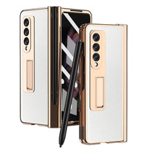 Load image into Gallery viewer, Electroplated Hinge Pen Slot Cross Phone Case, For Samsung Galaxy Z Fold3 5G