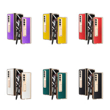 Load image into Gallery viewer, Electroplated Hinge Pen Slot Cross Phone Case, For Samsung Galaxy Z Fold3 5G