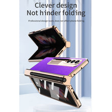 Load image into Gallery viewer, Electroplated Hinge Pen Slot Cross Phone Case, For Samsung Galaxy Z Fold3 5G