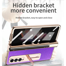 Load image into Gallery viewer, Electroplated Hinge Pen Slot Cross Phone Case, For Samsung Galaxy Z Fold3 5G