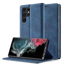 Load image into Gallery viewer, LC.IMEEKE Soft PU + TPU Magnetic Skin-friendly Feeling Leather Phone Case, For Samsung Galaxy S22 Ultra, For Samsung Galaxy S22
