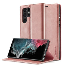 Load image into Gallery viewer, LC.IMEEKE Soft PU + TPU Magnetic Skin-friendly Feeling Leather Phone Case, For Samsung Galaxy S22 Ultra, For Samsung Galaxy S22