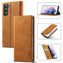 Load image into Gallery viewer, LC.IMEEKE Soft PU + TPU Magnetic Skin-friendly Feeling Leather Phone Case, For Samsung Galaxy S22 Ultra, For Samsung Galaxy S22