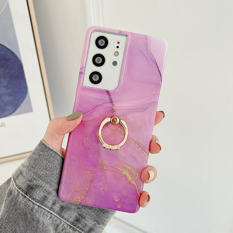 Ring Holder Glitter Marble Phone Case, For Samsung Galaxy S22 5G