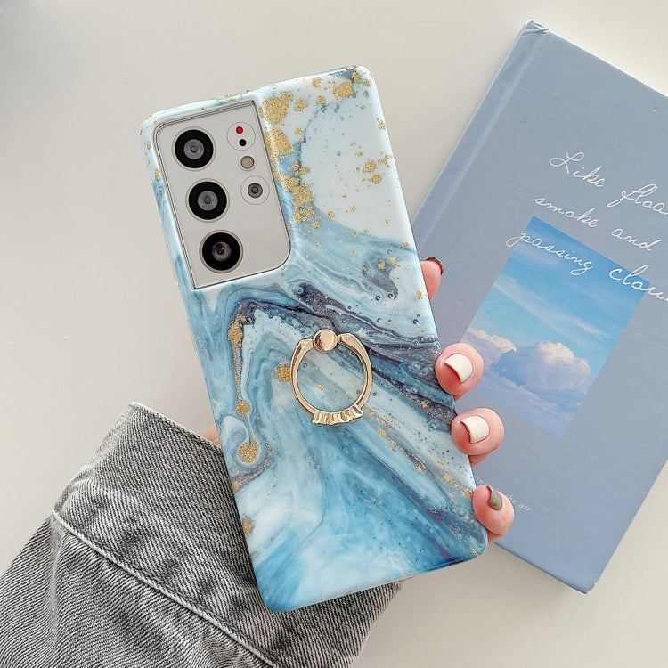 Ring Holder Glitter Marble Phone Case, For Samsung Galaxy S22 5G