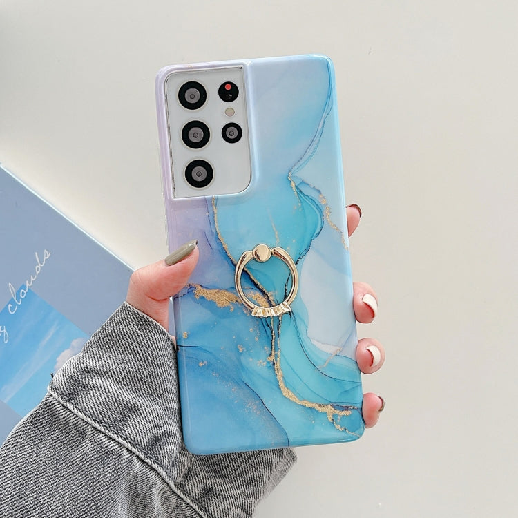 Ring Holder Glitter Marble Phone Case, For Samsung Galaxy S22 5G