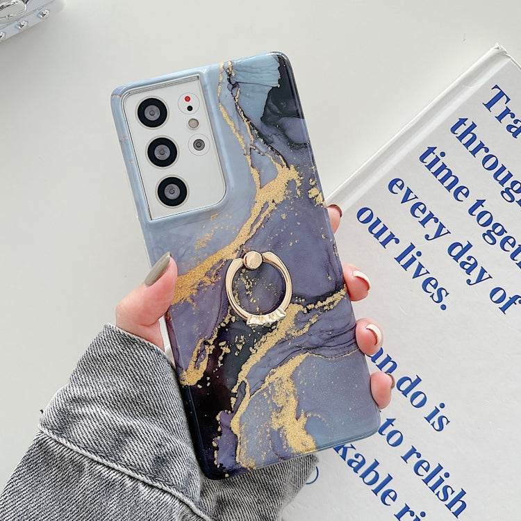 Ring Holder Glitter Marble Phone Case, For Samsung Galaxy S22 5G