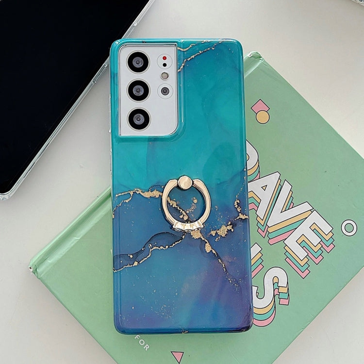 Ring Holder Glitter Marble Phone Case, For Samsung Galaxy S22 5G