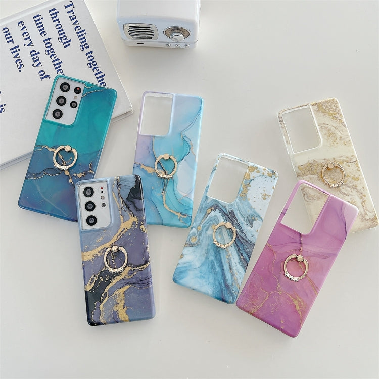 Ring Holder Glitter Marble Phone Case, For Samsung Galaxy S22 5G