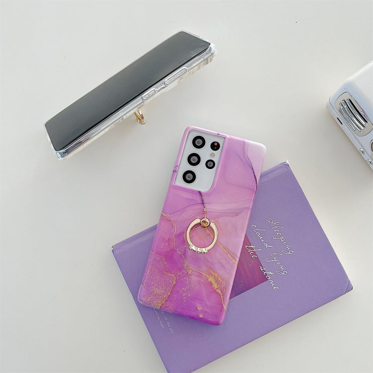 Ring Holder Glitter Marble Phone Case, For Samsung Galaxy S22 5G