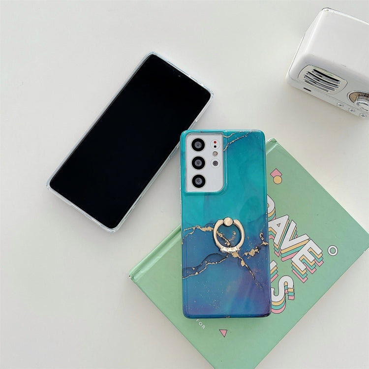 Ring Holder Glitter Marble Phone Case, For Samsung Galaxy S22 5G