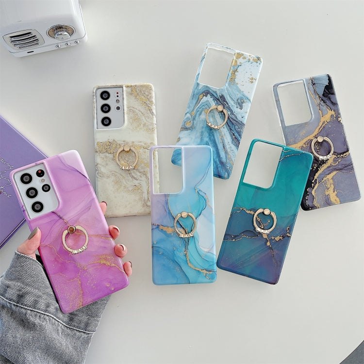 Ring Holder Glitter Marble Phone Case, For Samsung Galaxy S22 5G