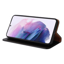 Load image into Gallery viewer, Fierre Shann PU Genuine Leather Texture Leather Phone Case, For Samsung Galaxy S22 5G, For Samsung Galaxy S22+ 5G, For Samsung Galaxy S22 Ultra 5G