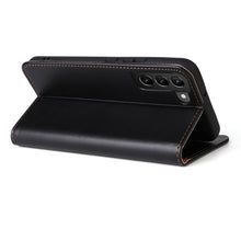 Load image into Gallery viewer, Fierre Shann PU Genuine Leather Texture Leather Phone Case, For Samsung Galaxy S22 5G, For Samsung Galaxy S22+ 5G, For Samsung Galaxy S22 Ultra 5G