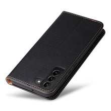 Load image into Gallery viewer, Fierre Shann PU Genuine Leather Texture Leather Phone Case, For Samsung Galaxy S22 5G, For Samsung Galaxy S22+ 5G, For Samsung Galaxy S22 Ultra 5G