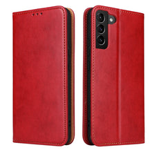 Load image into Gallery viewer, Fierre Shann PU Genuine Leather Texture Leather Phone Case, For Samsung Galaxy S22 5G, For Samsung Galaxy S22+ 5G, For Samsung Galaxy S22 Ultra 5G