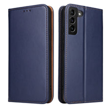 Load image into Gallery viewer, Fierre Shann PU Genuine Leather Texture Leather Phone Case, For Samsung Galaxy S22 5G, For Samsung Galaxy S22+ 5G, For Samsung Galaxy S22 Ultra 5G