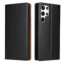 Load image into Gallery viewer, Fierre Shann PU Genuine Leather Texture Leather Phone Case, For Samsung Galaxy S22 5G, For Samsung Galaxy S22+ 5G, For Samsung Galaxy S22 Ultra 5G