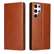 Load image into Gallery viewer, Fierre Shann PU Genuine Leather Texture Leather Phone Case, For Samsung Galaxy S22 5G, For Samsung Galaxy S22+ 5G, For Samsung Galaxy S22 Ultra 5G