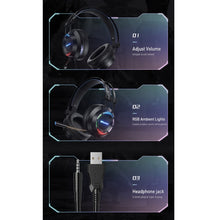 Load image into Gallery viewer, awei GM-2 USB + 3.5mm Ambient Light Gaming Wired Headset with Microphone, GM-2