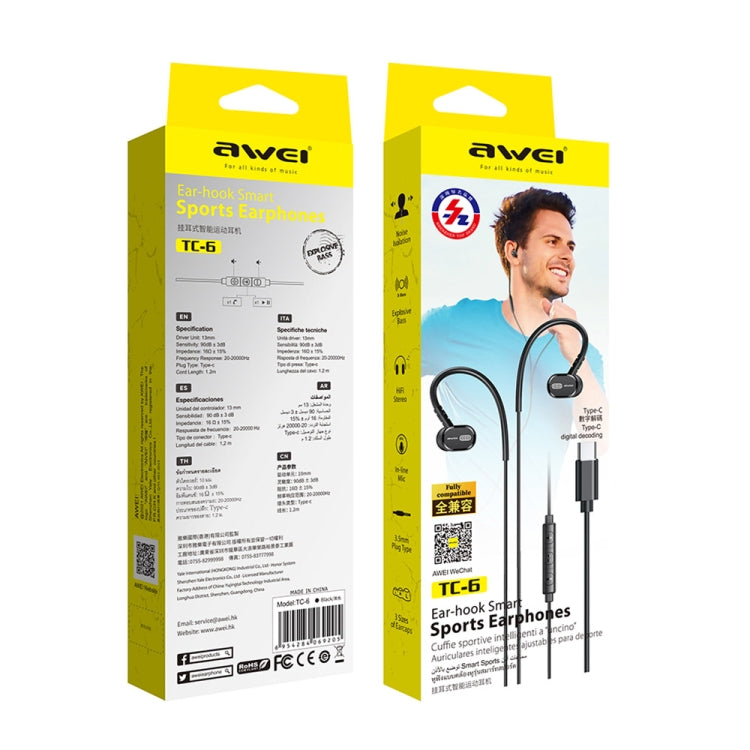 awei TC-6 Type-C / USB-C Mini Stereo In-ear Wired Earphone