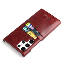 Load image into Gallery viewer, Fierre Shann Retro Oil Wax Texture PU Leather Phone Case with Card Slots, For Samsung Galaxy S22 Ultra 5G, For Samsung Galaxy S22+ 5G, For Samsung Galaxy S22 5G