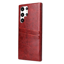Load image into Gallery viewer, Fierre Shann Retro Oil Wax Texture PU Leather Phone Case with Card Slots, For Samsung Galaxy S22 Ultra 5G, For Samsung Galaxy S22+ 5G, For Samsung Galaxy S22 5G
