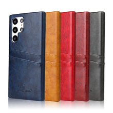 Load image into Gallery viewer, Fierre Shann Retro Oil Wax Texture PU Leather Phone Case with Card Slots, For Samsung Galaxy S22 Ultra 5G, For Samsung Galaxy S22+ 5G, For Samsung Galaxy S22 5G