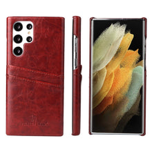 Load image into Gallery viewer, Fierre Shann Retro Oil Wax Texture PU Leather Phone Case with Card Slots, For Samsung Galaxy S22 Ultra 5G, For Samsung Galaxy S22+ 5G, For Samsung Galaxy S22 5G